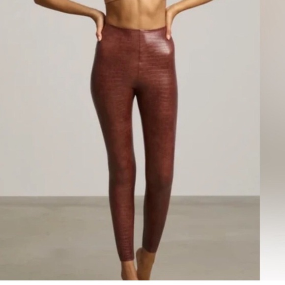 COMMANDO FAUX LEATHER BROWN CROC LEGGINGS sz L NEW CONDITION
